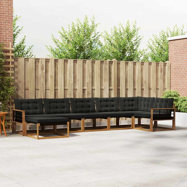 vidaXL &Uacute;ti s&oacute;fasett 21 pcs N&aacute;tt&uacute;rulegur og svartur Hrein akas&iacute;utr&eacute;