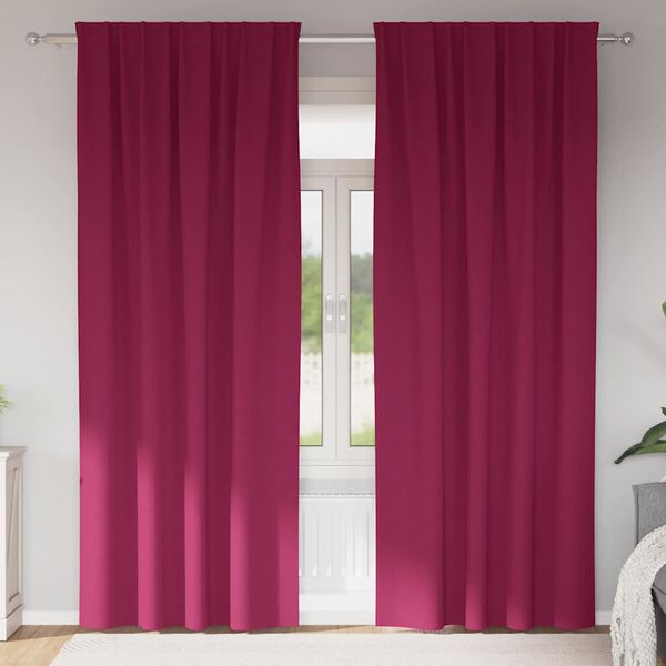 vidaXL Svartgard&iacute;nur me&eth; hringjum 2 pcs V&iacute;nrau&eth;ur 245 x 140 cm