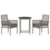 vidaXL Garð Bistro Set 3 pcs Grár Poly rattan