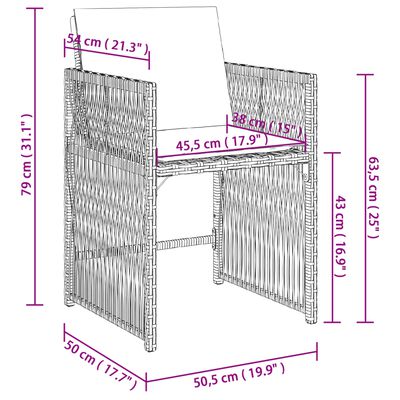 vidaXL 5 Hluta Garðborðstofusett með Sessum Svart Pólýrattan