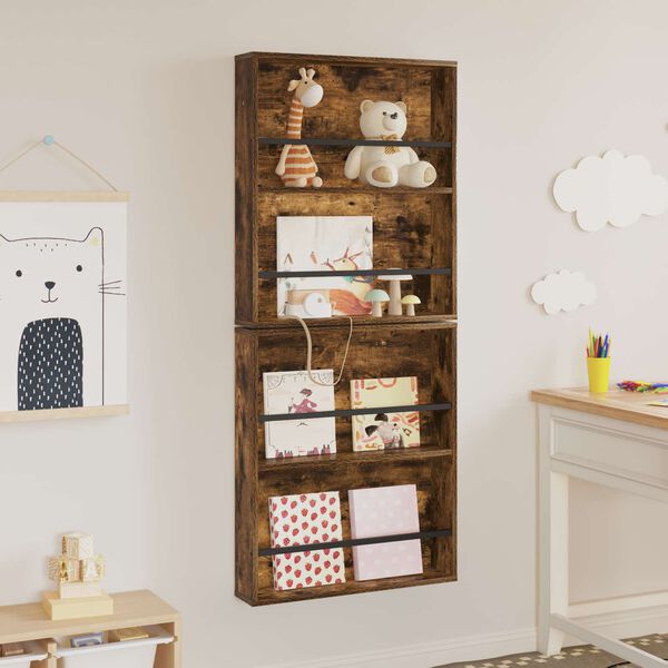 vidaXL T&iacute;marit Hillur 2 pcs Rau&eth;-eik 60 x 12 x 70 cm Samsettur vi&eth;ur