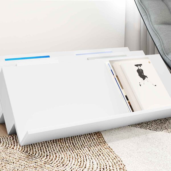 vidaXL T&iacute;marit Hillur Hv&iacute;tt 90 x 53 x 28,5 cm Samsettur vi&eth;ur