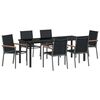 vidaXL Gar&eth;ur bor&eth;sett 7 pcs Svartur Duftlita&eth;ur st&aacute;l