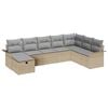 vidaXL Gar&eth;s&oacute;fa sett me&eth; p&uacute;&eth;i 8 pcs Beige og lj&oacute;sgr&aacute;r p&oacute;l&yacute;rattan