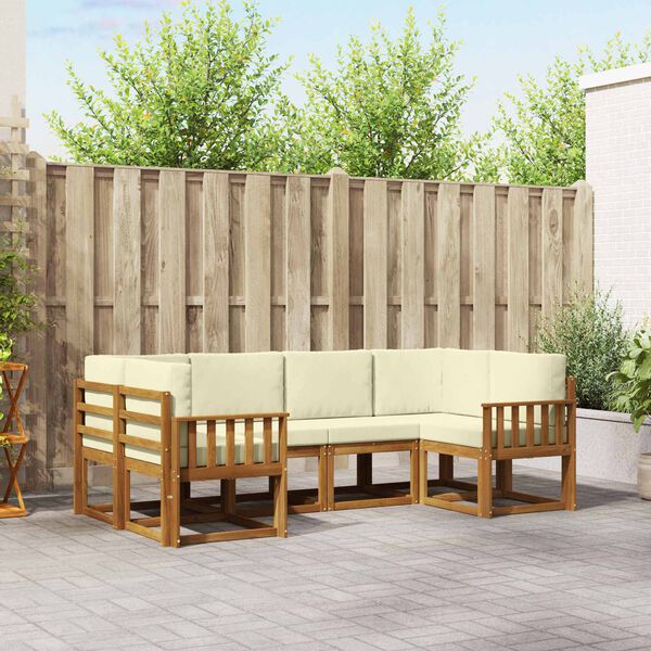 vidaXL &Uacute;ti s&oacute;fasett me&eth; p&uacute;&eth;i 6 pcs N&aacute;tt&uacute;rulegt og Krem