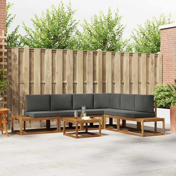 vidaXL &Uacute;ti s&oacute;fasett me&eth; p&uacute;&eth;i 7 Stykki N&aacute;tt&uacute;rulegt og Antrac&iacute;t