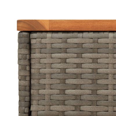 vidaXL Garðborð með Viðarplötu Grár 58x27,5x55 cm Pólýrattan