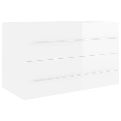 804707 vidaXL Sink Cabinet High Gloss White 80x38,5x48 cm Chipboard