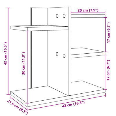 vidaXL Skrifborðsskipuleggjari 42x21,5x42 cm Samsettur Viður