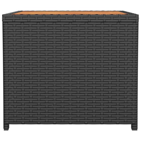 vidaXL Gar&eth;bor&eth; me&eth; Vi&eth;arpl&ouml;tu Svart P&oacute;l&yacute;rattan&Gegnheill Akas&iacute;uvi&eth;ur