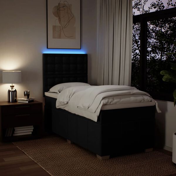 vidaXL H&oacute;lfa&eth; Springr&uacute;m Svart 100x200 cm Tauefni