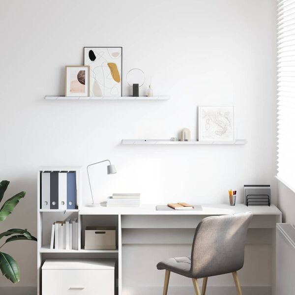 vidaXL Vegghylla 2 pcs Hv&iacute;tt marmara 100 x 9 x 3 cm Samsettur vi&eth;ur