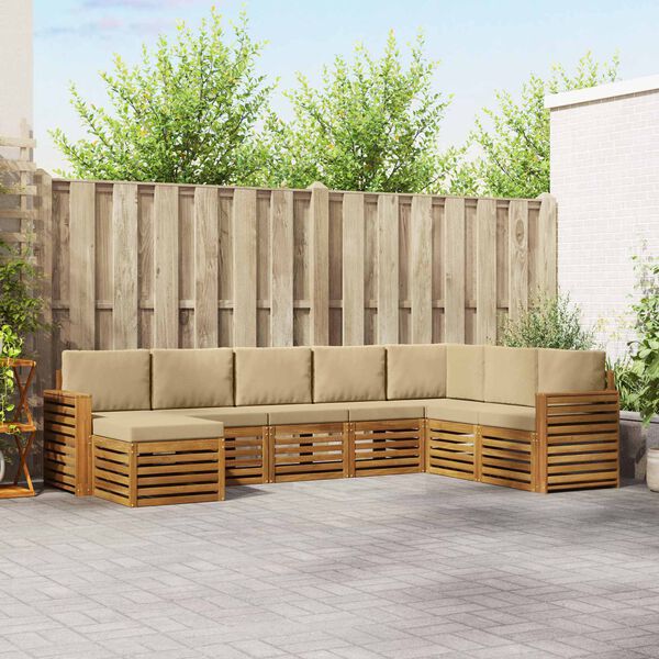 vidaXL Sofav&ouml;ruuppsettning 8 pcs N&aacute;tt&uacute;rulegt og B&eacute;ig Hrein akas&iacute;utr&eacute;