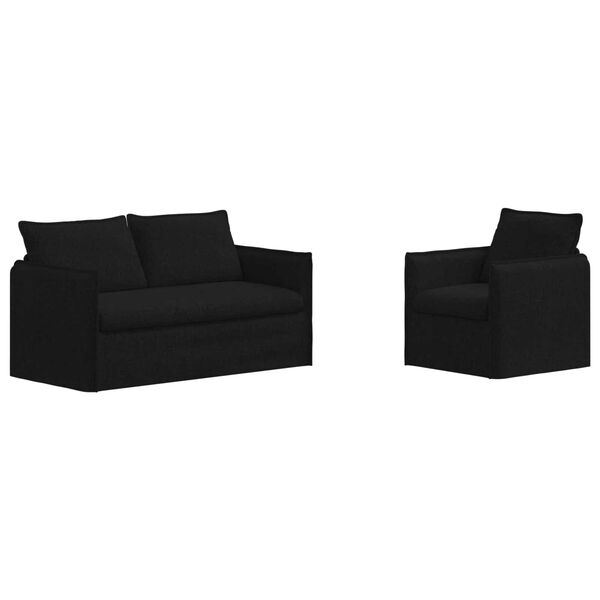 vidaXL S&oacute;fi 2 pcs Svartur 196 x 82 x 85 cm d&uacute;kur