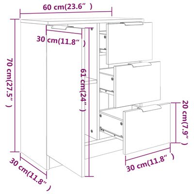 vidaXL Skenkur Brún Eik 60x30x70 cm Samsettur Viður