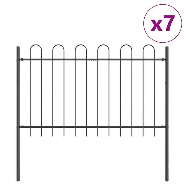 vidaXL Gar&eth;hefti 7 pcs Gr&aacute;r 11,9 x 0,8 m Duftlita&eth;ur st&aacute;l