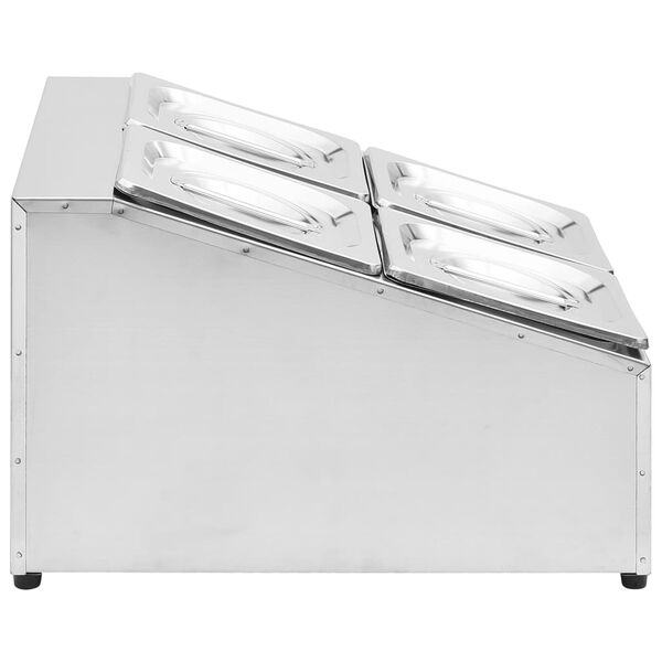 vidaXL Standur fyrir 4 GN 1/6 Gastr&oacute;bakka Ry&eth;fr&iacute;tt St&aacute;l