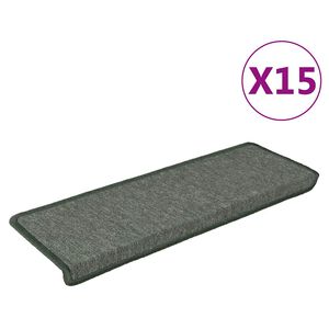 vidaXL Stigamottur 15 stk 65x21x4 cm d&ouml;kkgr&aelig;nar r&eacute;tthyrndar br&uacute;nir