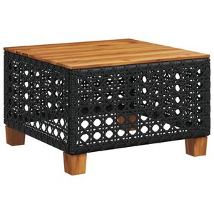 vidaXL Garðborð Svart 55x55x36 cm Pólýrattan og Akasíuviður