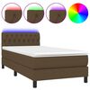 vidaXL H&oacute;lfa&eth; Springr&uacute;m me&eth; D&yacute;nu&LED D&ouml;kkbr&uacute;nn 90x200cm Tauefni