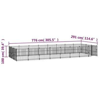 vidaXL úti hundaræktunarstál 22,58 m²