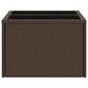 vidaXL garðborð með glerplötu Brún 55x55x37 cm Poly Rattan