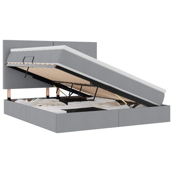 vidaXL R&uacute;m me&eth; geymslur&yacute;mi og d&yacute;nu Lj&oacute;sgr&aacute;r 160 x 200 cm P&oacute;l&yacute;ester