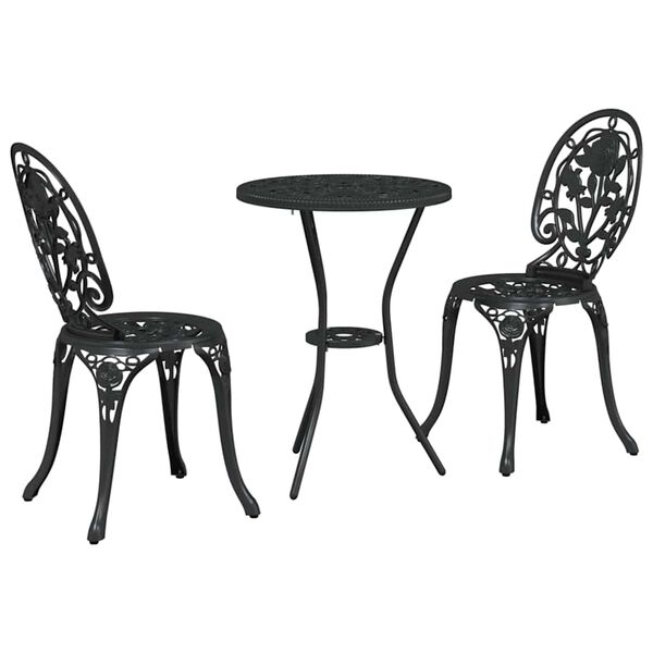 vidaXL Garð Bistro Set 3 pcs Svartur Ál