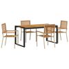 vidaXL Gar&eth;ur bor&eth;sett 5 pcs Beige og br&uacute;nn p&oacute;l&yacute;rattan