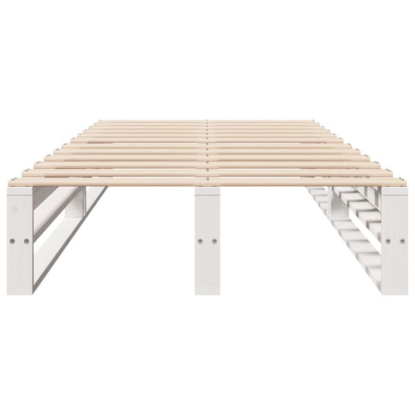 vidaXL Rúmgrind án Dýnu Hvít 90x200 cm Gegnheil Fura