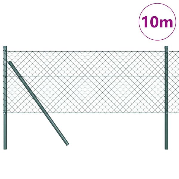 vidaXL Gir&eth;ingarp&oacute;stur Gr&aelig;nn 10 x 0,6 m (40 x 40 mm net) St&aacute;l og PVC
