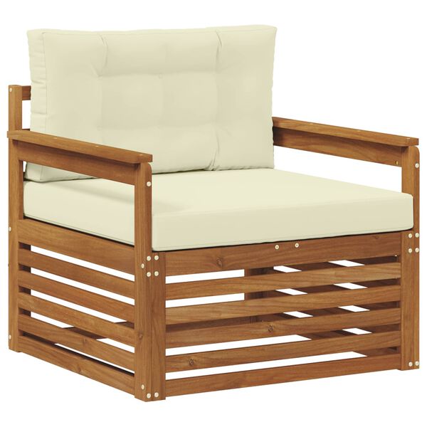 vidaXL &Uacute;ti s&oacute;fasett Solid Akas&iacute;uskei&eth; og P&oacute;lyester N&aacute;tt&uacute;rulegur