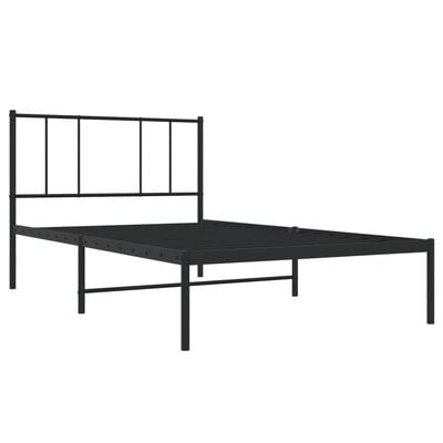 vidaXL Rúmgrind úr Málmi án Dýnu með Höfðagafli Svört 90x190 cm