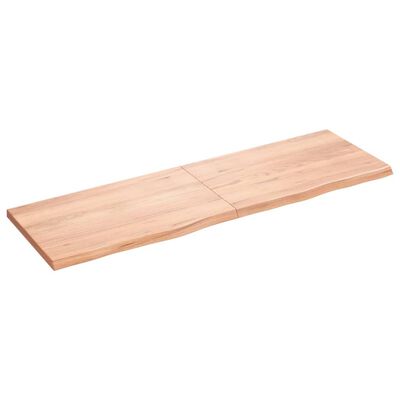 vidaXL Borðplata Ljósbrún 160x50x(2-4) cm Meðhöndluð Gegnheil Eik