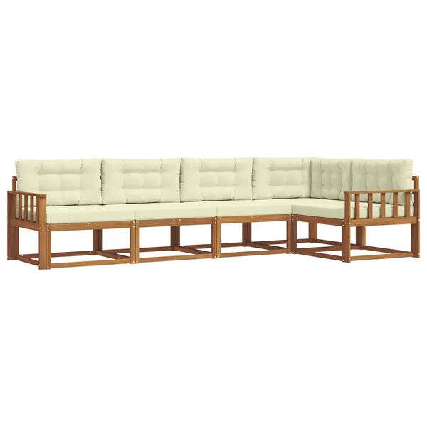 vidaXL &Uacute;ti s&oacute;fasett me&eth; p&uacute;&eth;i 5 pcs N&aacute;tt&uacute;rulegt og Krem