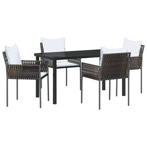 vidaXL Gar&eth;ur bor&eth;sett 5 pcs Br&uacute;nn og svartur PE rattan