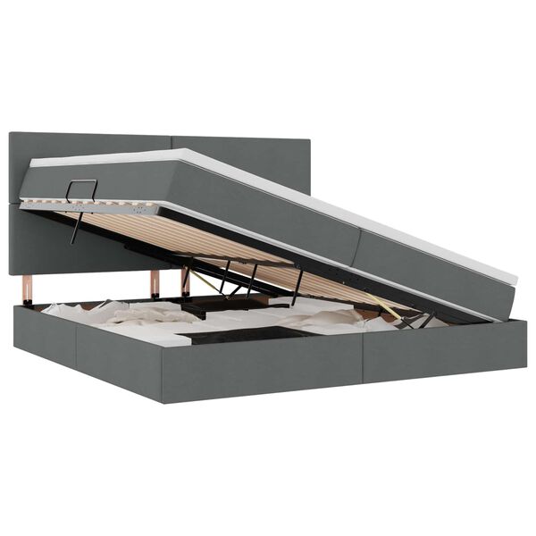 vidaXL R&uacute;m me&eth; geymslur&yacute;mi og LED D&ouml;kk gr&aacute; 200 x 200 cm P&oacute;l&yacute;ester