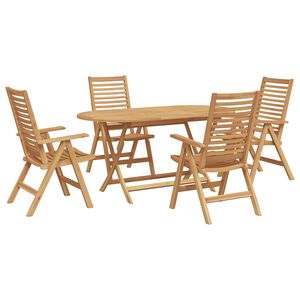 vidaXL Gar&eth;ur bor&eth;sett 5 pcs Br&uacute;nn Solid teak vi&eth;ur
