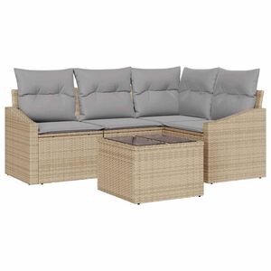 vidaXL S&oacute;fasett me&eth; p&uacute;&eth;i 5 pcs Drapplita&eth;ur p&oacute;l&yacute;rattan