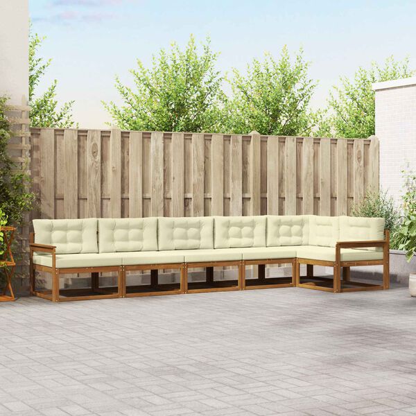 vidaXL &Uacute;ti s&oacute;fasett me&eth; p&uacute;&eth;i 6 pcs N&aacute;tt&uacute;rulegt og Krem