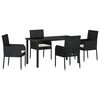 vidaXL Gar&eth;ur bor&eth;sett me&eth; p&uacute;&eth;i 5 pcs Svartur p&oacute;l&yacute;rattan