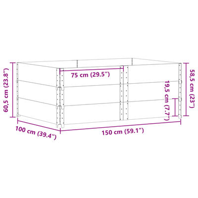 vidaXL Gróðurker Svart 150x100 cm Gegnheill Furuviður