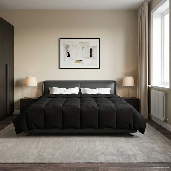 vidaXL Vetrar s&aelig;ng S&iacute;&eth;la&eth; Svartur 220 x 240 cm M&iacute;kr&oacute;f&iacute;ber