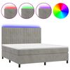 vidaXL H&oacute;lfa&eth; Springr&uacute;m me&eth; D&yacute;nu&LED Lj&oacute;sgr&aacute;tt 160x200 cm Flauel