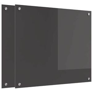 vidaXL Eldhús Backsplash 2 pcs Dökk grá 70 x 60 cm hertuð gler