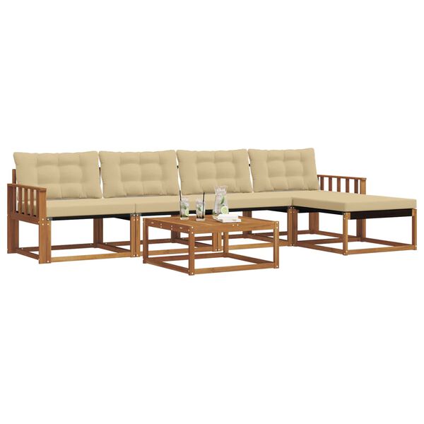 vidaXL &Uacute;ti s&oacute;fasett me&eth; p&uacute;&eth;i 6 pcs N&aacute;tt&uacute;rulegt og B&eacute;ig