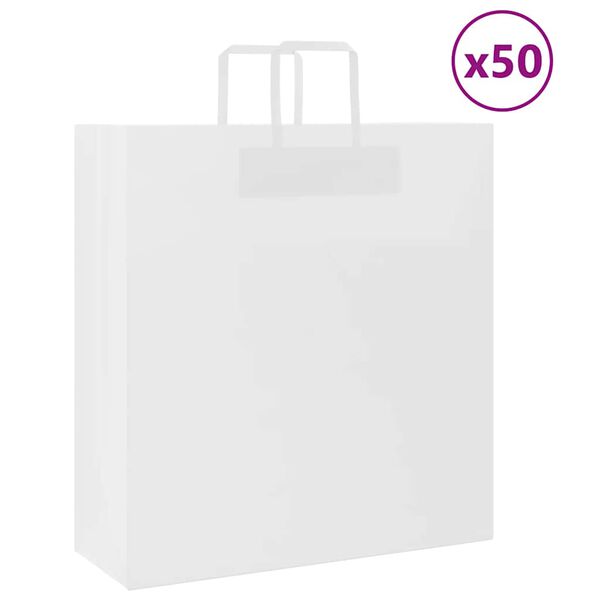 vidaXL Papp&iacute;rspokar 50 stk me&eth; Handf&ouml;ngum Hv&iacute;tir 45x17x48 cm