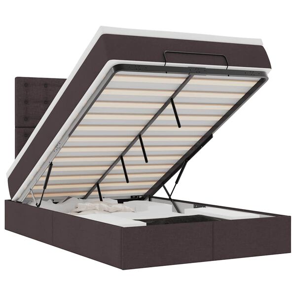 vidaXL Ottoman r&uacute;mgrind me&eth; d&yacute;nu D&ouml;kkbr&uacute;nt 120x190 cm Efni