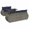 vidaXL 6 -Hluta Gar&eth;s&oacute;fasett me&eth; Sessum Gr&aacute;tt P&oacute;l&yacute;rattan Akas&iacute;uvi&eth;ur
