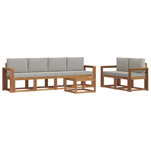 vidaXL &Uacute;ti s&oacute;fasett 7 pcs N&aacute;tt&uacute;rulegt og Lj&oacute;st Gr&aacute;tt Hrein akas&iacute;utr&eacute;